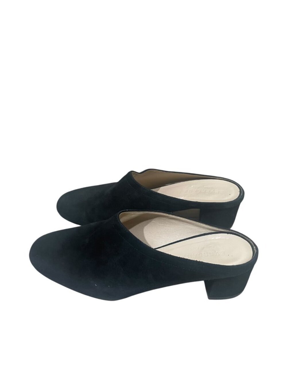 everlane the day mules in black suede